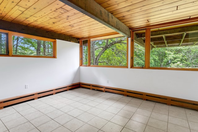 235 Whipstick Rd, Wilton, CT 06897 - tiled spare room with wooden ceiling and a baseboard heating unit