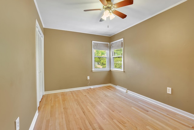 31 Hemlock Dr, Southington, CT 06489 - unfurnished room with light wood finished floors, baseboards, ornamental molding, and a ceiling fan