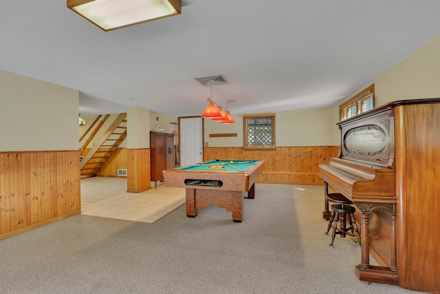 31 Hemlock Dr, Southington, CT 06489 - rec room featuring wood walls, a wainscoted wall, and billiards table