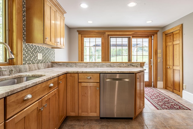 179 Parker Rd, Somers, CT 06071 - kitchen featuring dishwasher, a sink, a peninsula, plenty of natural light, and recessed lighting