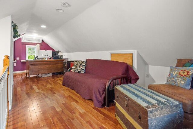 28 Edmund St, Stratford, CT 06614 - bedroom with wood finished floors and vaulted ceiling