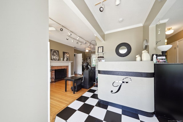 189 E Ave, Norwalk, CT 06855 - reception area with ornamental molding and a fireplace