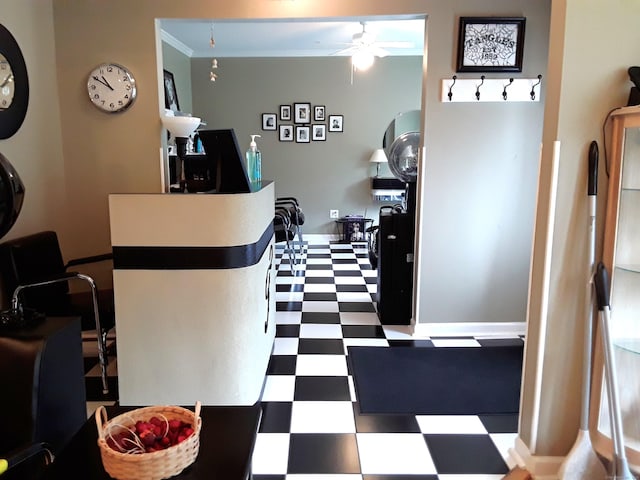 189 E Ave, Norwalk, CT 06855 - welcome area with ceiling fan and ornamental molding