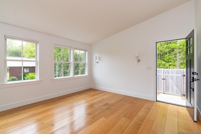 99 Sharon Mountain Rd, Sharon, CT 06069 - empty room featuring light wood-style flooring, baseboards, and lofted ceiling