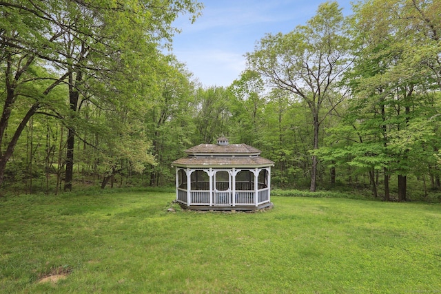 8 Grants Ln, New Milford, CT 06776 - view of grassy yard featuring a gazebo and a view of trees
