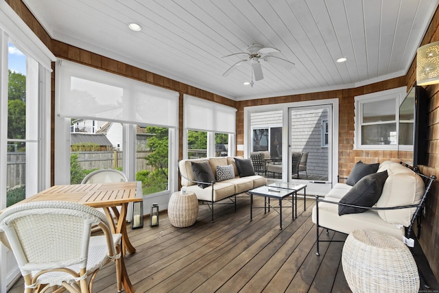 410 Noank Rd, Groton, CT 06355 - sunroom featuring an outdoor living space and ceiling fan