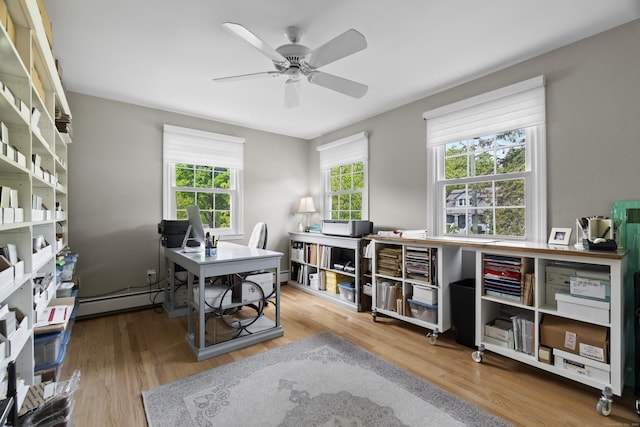 410 Noank Rd, Groton, CT 06355 - office space featuring baseboard heating, wood finished floors, and a ceiling fan