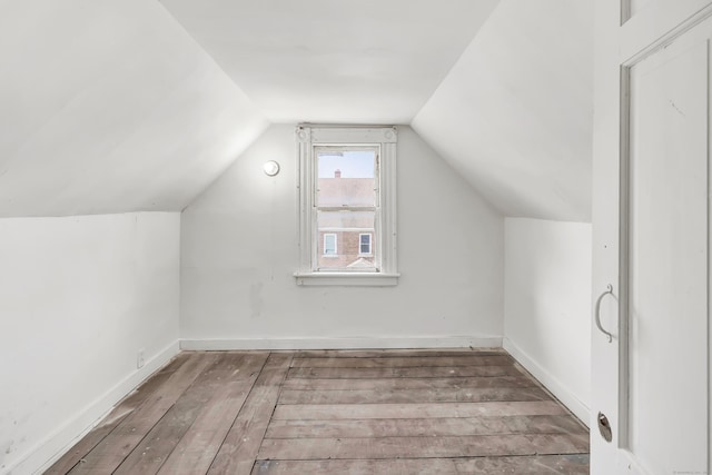 56 Gem Ave, Bridgeport, CT 06606 - additional living space featuring hardwood / wood-style floors, lofted ceiling, and baseboards