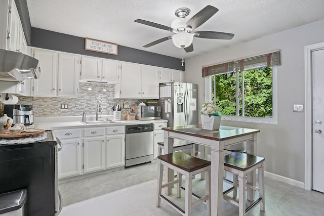 273 Derby Ave Unit 804, Derby, CT 06418 - kitchen featuring stainless steel appliances, a sink, tasteful backsplash, a ceiling fan, and light countertops