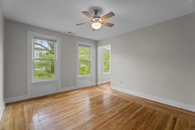 52 Edwards St, New Haven, CT 06511 - spare room featuring ceiling fan, wood-type flooring, and baseboards