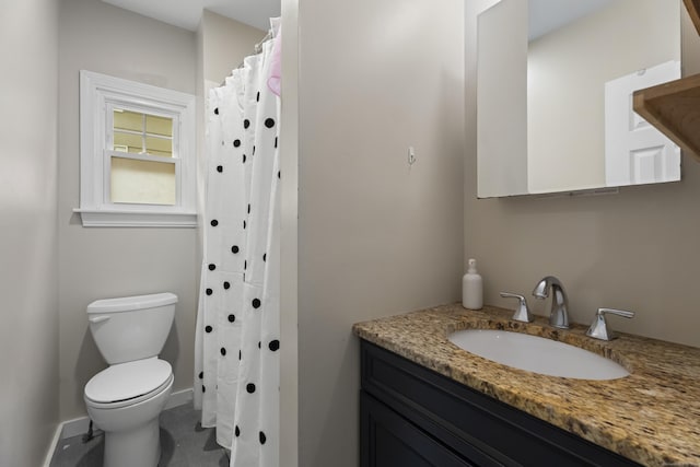 52 Edwards St, New Haven, CT 06511 - full bathroom with toilet, vanity, baseboards, and a shower with shower curtain