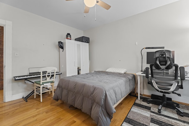 52 Edwards St, New Haven, CT 06511 - bedroom featuring light wood-type flooring, baseboards, and a ceiling fan