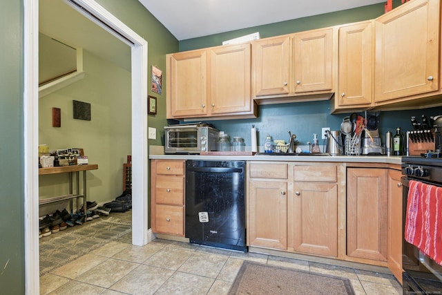 18 Cherokee Ct Unit 18, Cromwell, CT 06416 - kitchen with black dishwasher, a sink, light brown cabinets, and range with gas cooktop