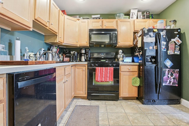 18 Cherokee Ct Unit 18, Cromwell, CT 06416 - kitchen with black appliances, light brown cabinetry, and light tile patterned flooring