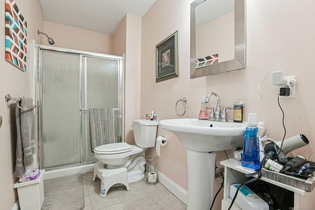 18 Cherokee Ct Unit 18, Cromwell, CT 06416 - full bathroom featuring toilet, a shower stall, baseboards, and tile patterned floors