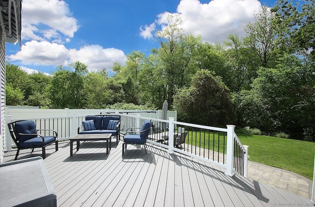 229 Long Hill Cross Rd, Shelton, CT 06484 - deck with an outdoor living space and a yard