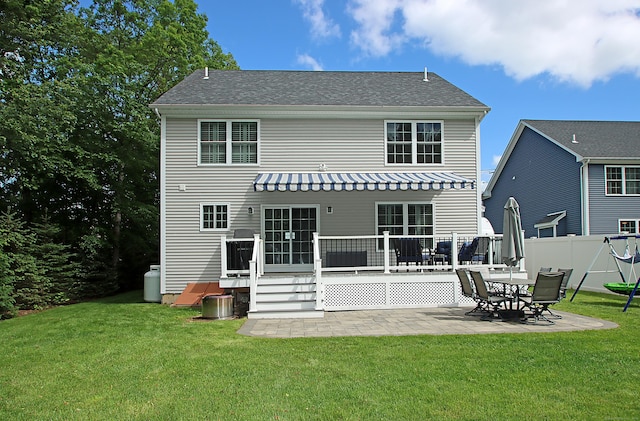 229 Long Hill Cross Rd, Shelton, CT 06484 - rear view of house featuring a patio area, a deck, and roof with shingles
