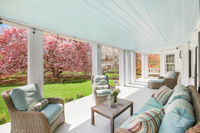 1191 Oenoke Rdg, New Canaan, CT 06840 - covered porch featuring a yard and outdoor lounge area
