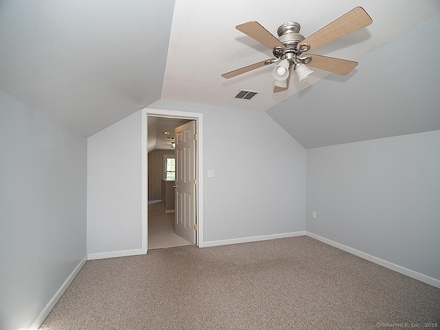 283 Quinnipiac Ave, North Haven, CT 06473 - additional living space with carpet flooring, a ceiling fan, vaulted ceiling, and baseboards