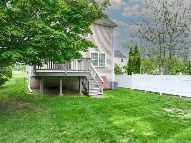 94 E Ridge Rd, Middletown, CT 06457 - back of house featuring central AC, a wooden deck, and stairs