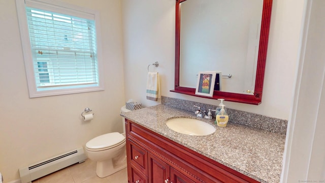 94 E Ridge Rd, Middletown, CT 06457 - bathroom with a baseboard radiator, healthy amount of natural light, toilet, and tile patterned flooring