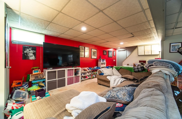51 Palmetto Trl, East Haven, CT 06512 - living area with a paneled ceiling, carpet, and recessed lighting