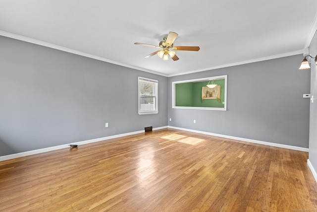 81 Montague Cir E, Hartford, CT 06118 - spare room featuring ornamental molding, ceiling fan, baseboards, and light wood-type flooring