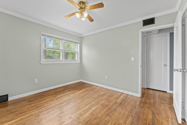 81 Montague Cir E, Hartford, CT 06118 - empty room with ceiling fan, crown molding, baseboards, and light wood-style floors
