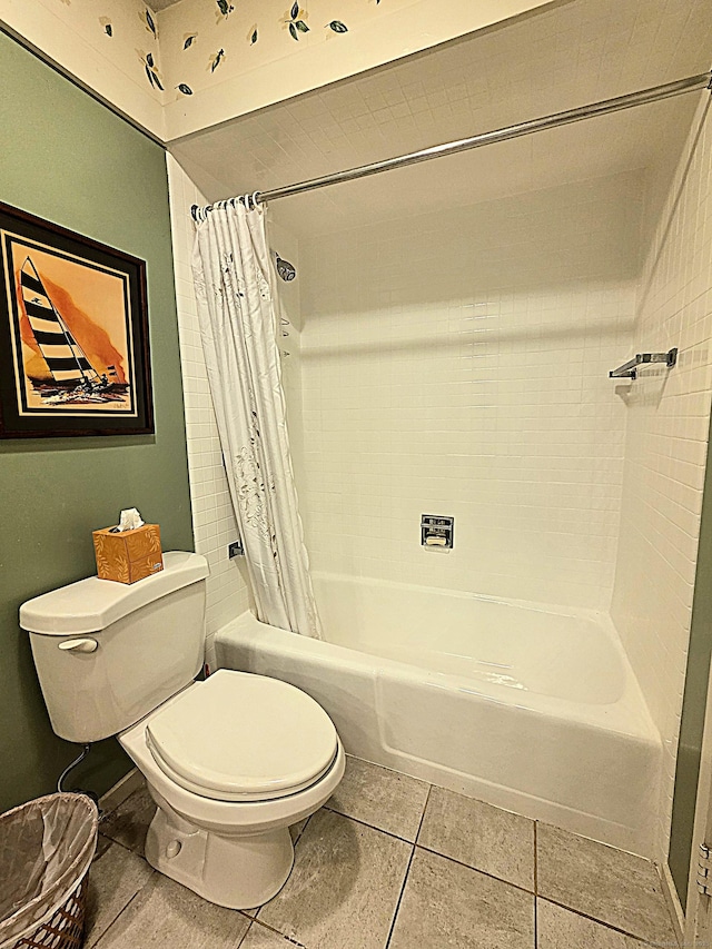 470 Heritage Vlg Unit A, Southbury, CT 06488 - bathroom with toilet, shower / tub combo, and tile patterned flooring