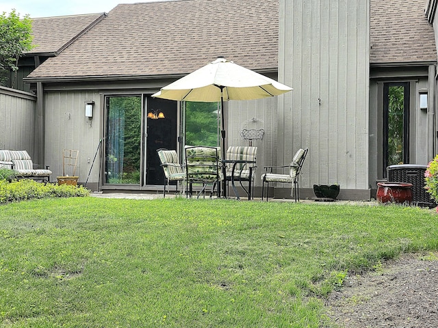 470 Heritage Vlg Unit A, Southbury, CT 06488 - view of green lawn with central AC and a patio area
