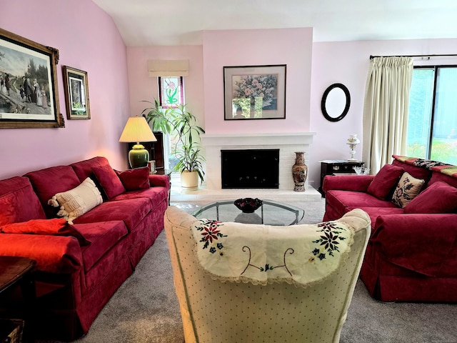 470 Heritage Vlg Unit A, Southbury, CT 06488 - carpeted living room with a brick fireplace