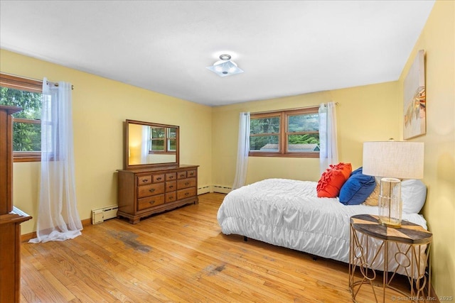 120 Peters Ln, Stratford, CT 06614 - bedroom featuring a baseboard heating unit, wood finished floors, and baseboards