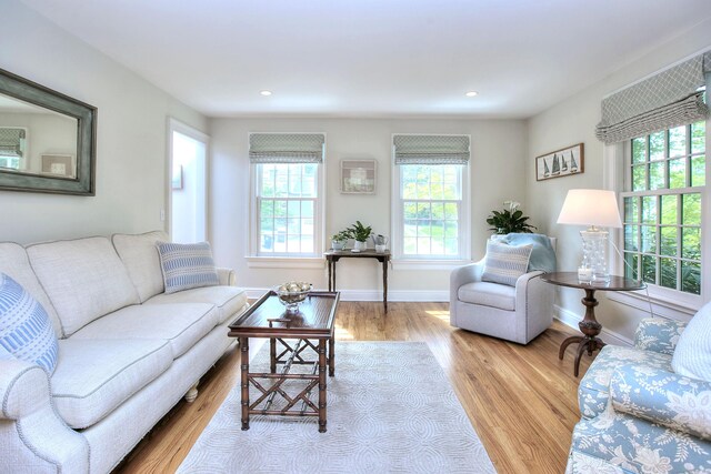127 College Park Dr, Fairfield, CT 06824 - living room with wood finished floors, recessed lighting, and baseboards