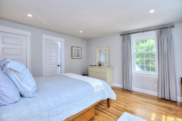 127 College Park Dr, Fairfield, CT 06824 - bedroom with light wood-style flooring, baseboards, and recessed lighting