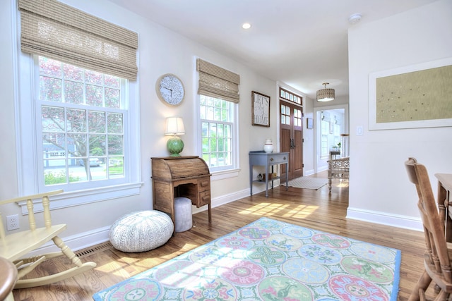 127 College Park Dr, Fairfield, CT 06824 - sitting room featuring wood finished floors, baseboards, and recessed lighting