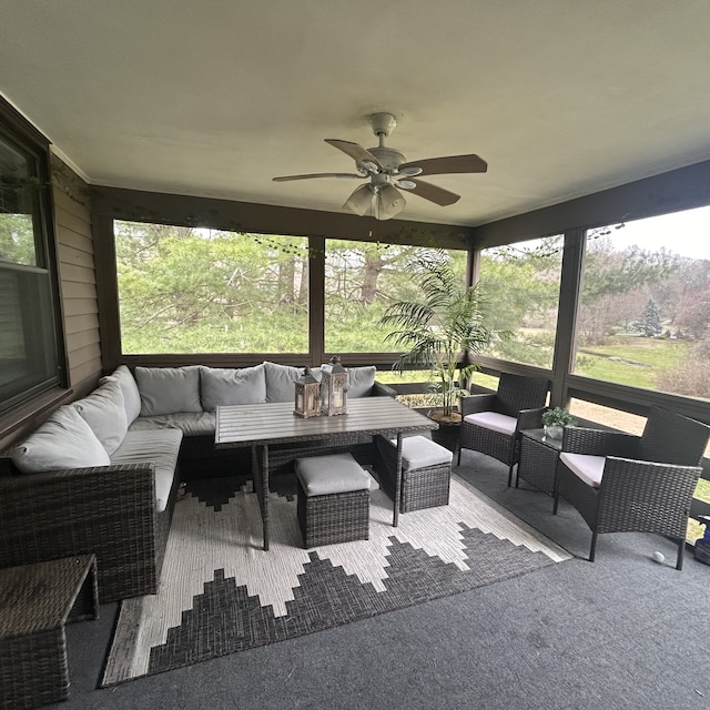 36 Overlook Dr Unit 36, Monroe, CT 06468 - sunroom / solarium featuring an outdoor living space, ceiling fan, and plenty of natural light