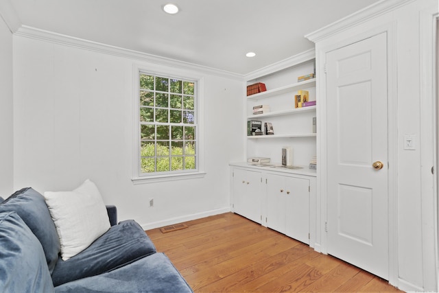 26 Heritage Ln, Weston, CT 06883 - sitting room with crown molding, light wood-style flooring, baseboards, and recessed lighting