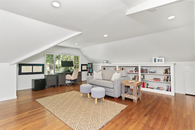 26 Heritage Ln, Weston, CT 06883 - home office with lofted ceiling, wood finished floors, recessed lighting, and baseboards