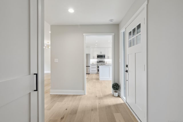 787 Heritage Vlg Unit A, Southbury, CT 06488 - corridor with light wood-style flooring, recessed lighting, and baseboards
