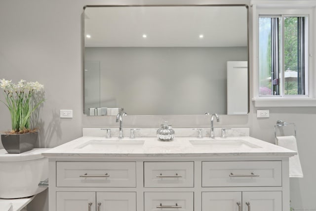 787 Heritage Vlg Unit A, Southbury, CT 06488 - bathroom with double vanity and recessed lighting