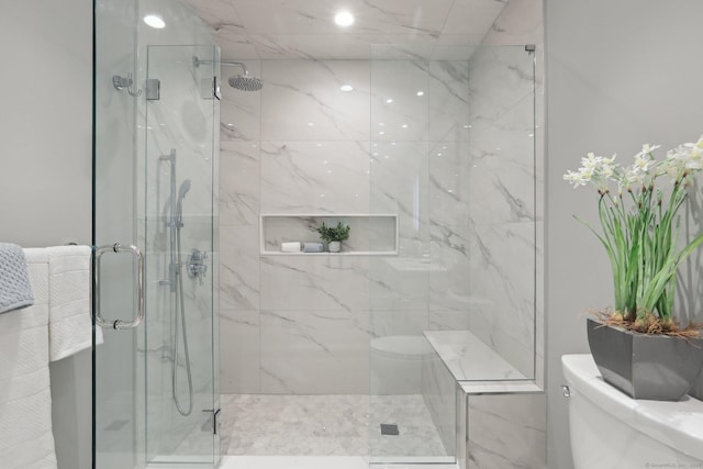 787 Heritage Vlg Unit A, Southbury, CT 06488 - bathroom featuring toilet and a marble finish shower