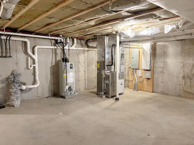 17 Highridge Rd Unit 17, Middlebury, CT 06762 - unfinished basement with gas water heater, electric panel, and heating unit