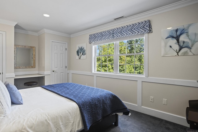 122 Mirey Dam Rd, Middlebury, CT 06762 - bedroom with ornamental molding and carpet flooring