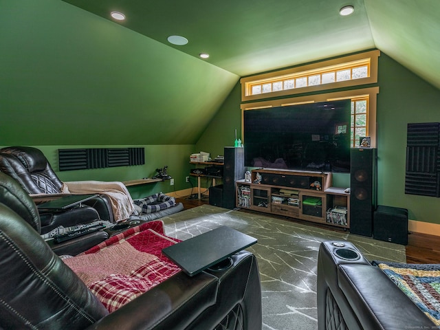 332 Good Hill Rd, Woodbury, CT 06798 - living area featuring lofted ceiling, baseboards, and recessed lighting