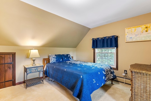 19 Edgewood St, Cromwell, CT 06416 - carpeted bedroom with lofted ceiling, a baseboard heating unit, and baseboards