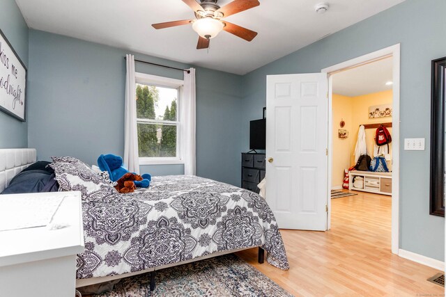 40 Woodland Ave, North Haven, CT 06473 - bedroom featuring light wood finished floors and a ceiling fan
