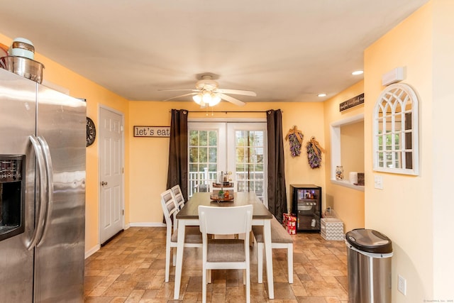 40 Woodland Ave, North Haven, CT 06473 - dining room with stone finish floors, ceiling fan, recessed lighting, and wine cooler