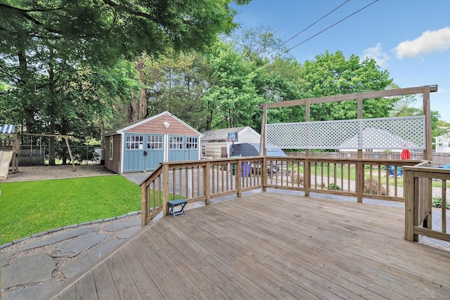 61 Reed St, Stratford, CT 06614 - wooden terrace with an outbuilding