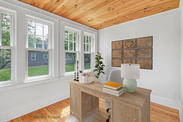 61 Reed St, Stratford, CT 06614 - office with light wood finished floors, wooden ceiling, and baseboards