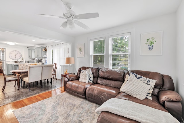 26 Longfellow Ave, Fairfield, CT 06825 - living room featuring a ceiling fan and wood finished floors